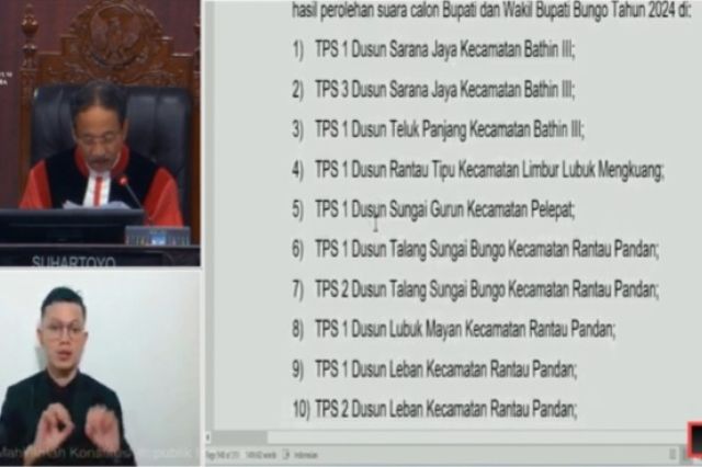 MK Putuskan PSU di Kabupaten Bungo, Berikut Daftar TPS yang Harus Gelar Pemungutan Suara Ulang