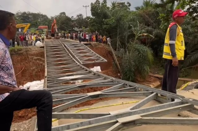 Jembatan Darurat di Jalinsum Bungo Baru 40% Rampung, Target Bisa Dilalui Minggu Ini